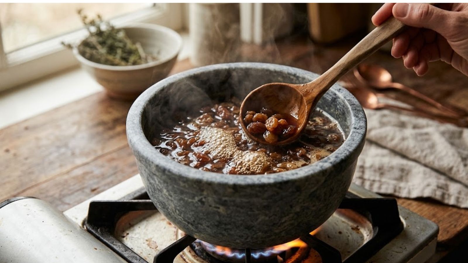 تغلیظ عصاره‌ی مویز تا باقی‌ماندن یک‌سوم آن در طرز تهیه شراب رضوی